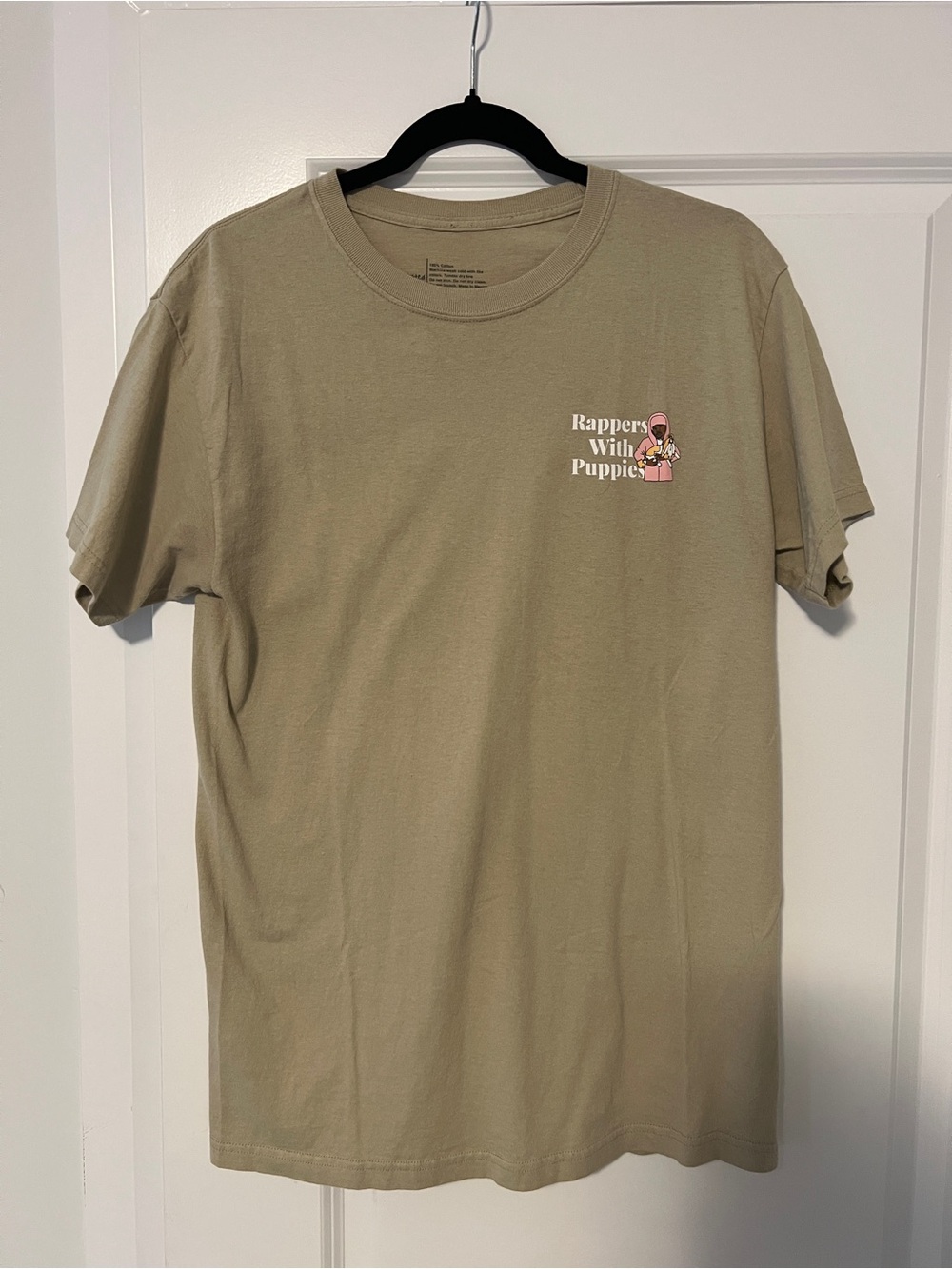 The Limited Rappers With Puppies Graphic Tee - Olive Green with Pink Accent